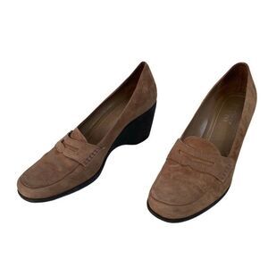 Franco Sarto Wedge Shoes Suede Beige 9